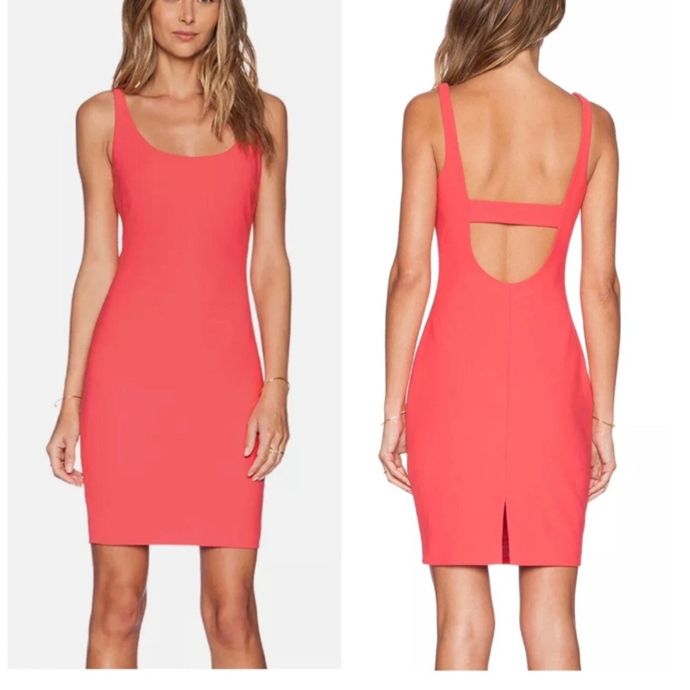 Elizabeth and James Vibrant Coral Backless Dress